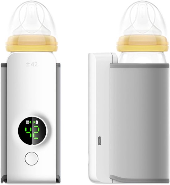 Draagbare Flessenwarmer - Baby Melk Verwarmer - Onderweg Voeden - Draadloos Oplaadbaar - 6000mAh Batterij - Zwart