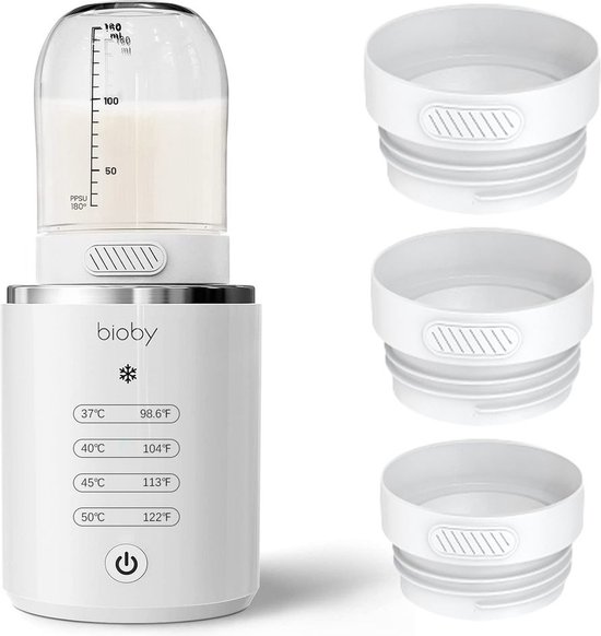 Draagbare Flessenwarmer - Babyflesverwarmer - Oplaadbare Melkverwarmer met 2 flesadapters - Moedermelk/Water Verwarming - Meerdere Temperatuur Instellingen van Lovvi