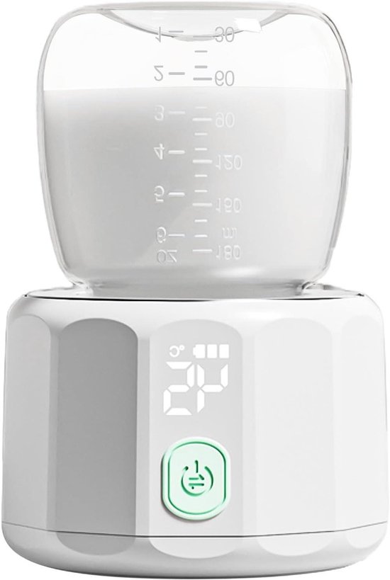 Draagbare Flessenwarmer - Digitale Melkwarmer - Babyvoeding Opwarmen - Snel en Draadloos - 4 Temperatuurstanden - Wit