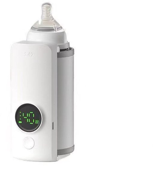 Draagbare Flessenwarmer Draadloos - Slimme Flessenwarmer voor Onderweg met 6 Temperatuurstanden - Oplaadbare Flessenwarmer met LED-display voor Nachtvoeding - Ideaal voor op Reis - Wit