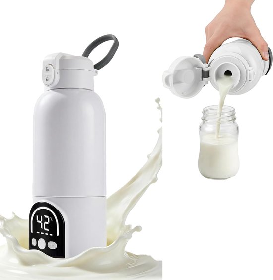 Draagbare Flessenwarmer - Draadloze Warmer - Flesvoeding Opwarmen - Snel Verwarmen 2 Min - 500 ml - Wit