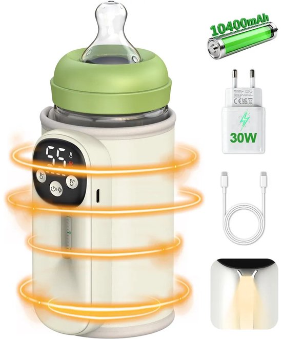 Draagbare flessenwarmer Geschikt voor baby's – Geschikt voor nachtlampje, 30W, Geschikt voor in de auto en op autoruiten, verwarmt babyflesjes.