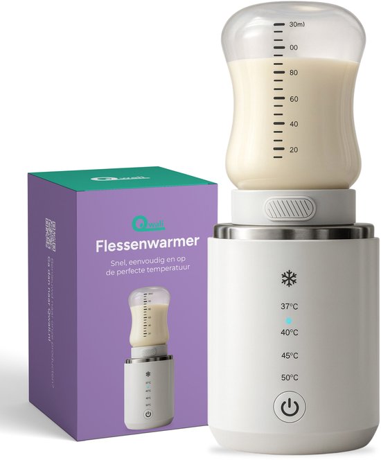 Draagbare Flessenwarmer onderweg - Gelijkmatig verwarmen - Draadloze Flesverwarmer voor baby - Flessenverwarmer draadloos - Qwali