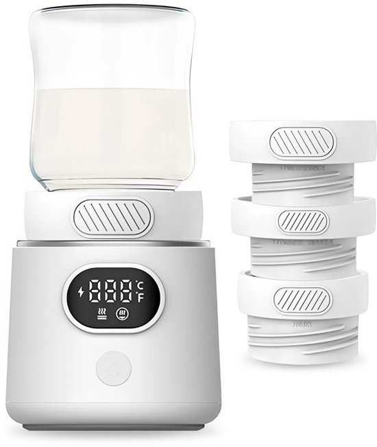 Draagbare Flessenwarmer - Snel Opwarmen – BPA Vrij – Temperatuurregeling – Geschikt Voor Alle Babyflessen - 3 Universele Adapters - 4 Standen - Oplaadbaar - USB-C - Voor Onderweg & Thuis van Merkloos