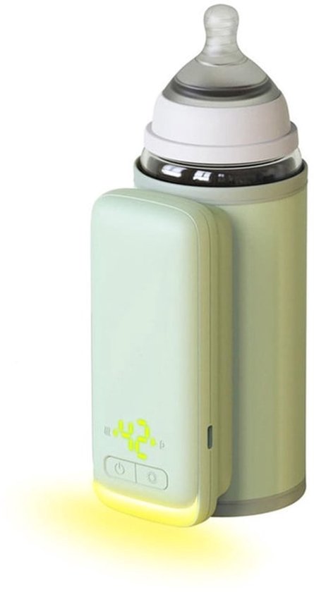 Draagbare Flessenwarmer, Snel Verwarmende Babymelkverwarmer met 6000 MAh Batterij, Nachtlampje, Flessenwarmer Geïsoleerde Hoes voor Formule