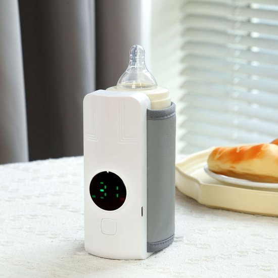 Draagbare flessenwarmer voor baby's, handig om mee te nemen, warmt snel op, 3,7V, 1800mAh batterij, nauwkeurige temperatuurregeling. van Merkloos