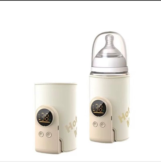Draagbare Flesverwarmer – Beige – USB oplaadbaar van Merkloos