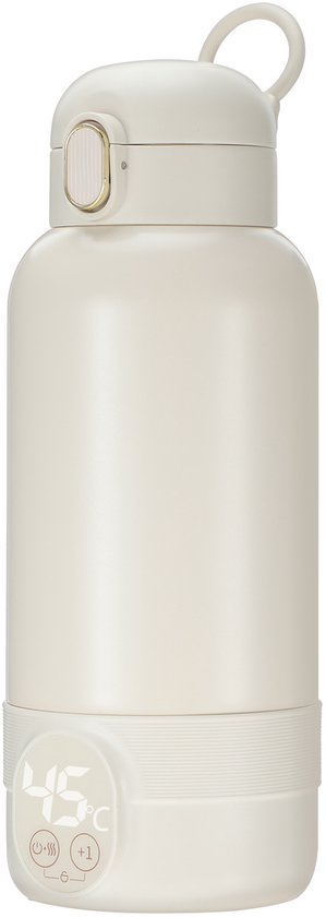Draagbare Flesverwarmer voor Onderweg – 500ml 2 min Snelle Verwarming – 6 Temperatuurstanden (37-55°C) – Oplaadbaar & Geschikt voor Borstmelk en Flesvoeding – Wit van Merkloos