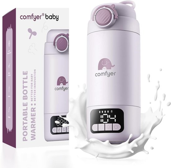 Draagbare Fleswarmer - Baby Melkwarmer - Thuis en Onderweg - Ingebouwde Sterilisator - 500ml Capaciteit - Lila