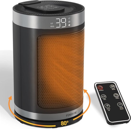 Draagbare keramische ventilatorkachel met afstandsbediening - 1500W, energiezuinig en stil voor binnen van Merkloos