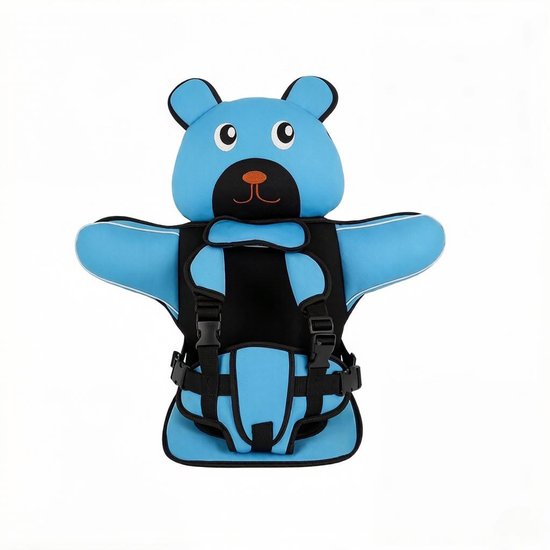 Draagbare Kinderautostoel – Reisautostoel met 5-Punts Veiligheidsgordel – Beer Design-Blauw