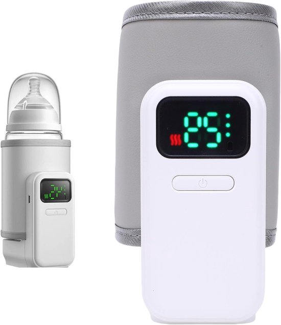 Draagbare Melk Warmer voor Baby's - 18W Snelle Verwarming - Aanpasbare Temperatuur - Buitenreizen en Nachtelijke Voedingen