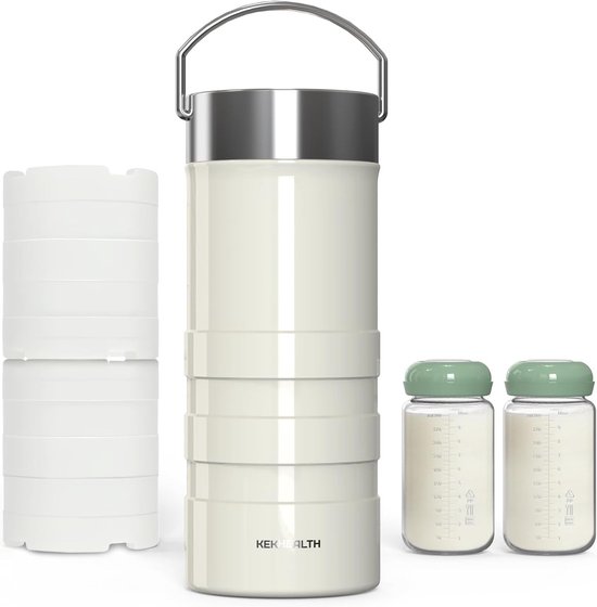 Draagbare melkkoeler voor werk en reizen, continue koeling 24 uur, 650ml capaciteit voor borstvoeding met 2 flessen, BPA-vrij en ideaal voor onderweg