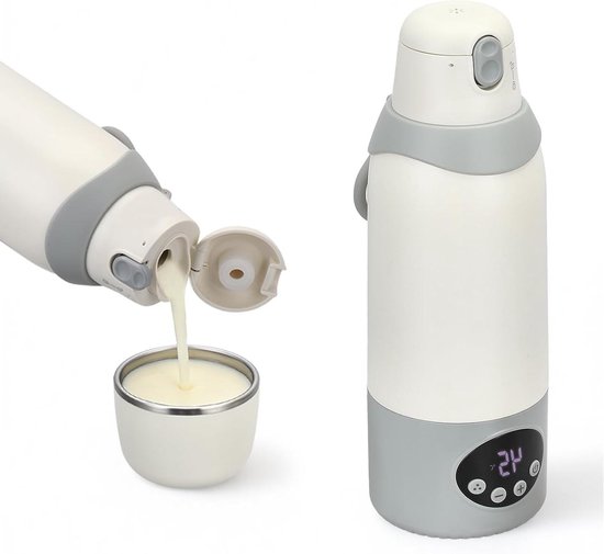 Draagbare Melkwarmer - Flessenwarmer - Babyvoeding Opwarmen - Grote Inhoud - 500 ml - Grijs
