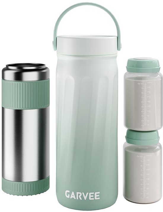 Draagbare Moedermelk Koeler & Warmer - 24 Uur Koeling - Inclusief 2 Bewaarflessen (300ml) - Kolf Accessoires voor Onderweg & Reizen - BPA-vrij - Groen