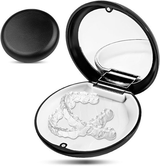 Draagbare Opbergdoos voor Gebitsbeschermers en Aligners - Compact en Hygiënisch Etui (Zwart) van Merkloos