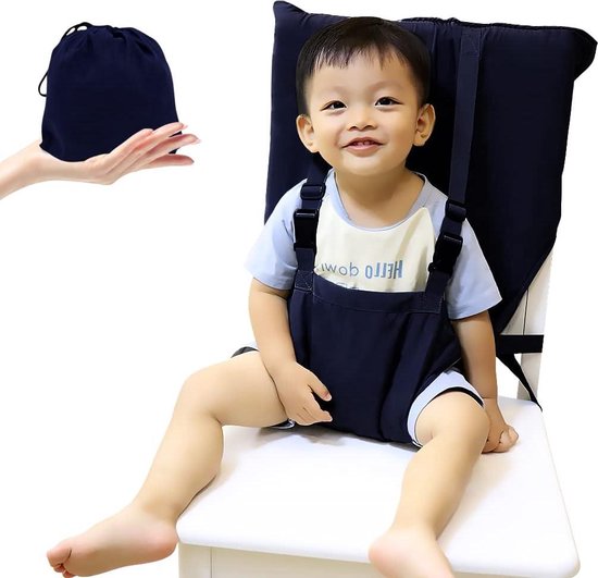 Draagbare reisstoel - verstelbare hoge stoel - wasbare kinderstoel met veiligheid - gemakkelijk te dragen - op reis - past in je handtas van Mamelou