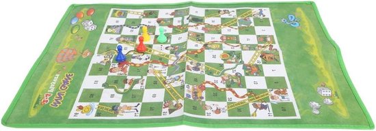 Draagbare Slangenladder Mat - Opvouwbaar Speelkleed - Interactief Gezelschapsspel - Wasbaar Niet-geweven Stof - 60x45cm - Multicolor