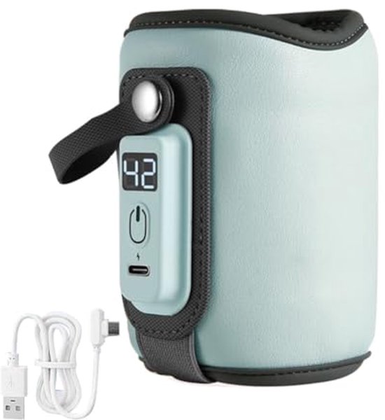Draagbare USB Flessenwarmer voor Baby's - Temperatuurweergave en Warmhouder voor Melk en Voeding, Ideaal voor Op Reis van Merkloos
