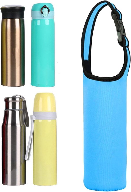 Draagtas Waterflessen - Fleshouder - Buiten Hydrateren - Warmte Isolerend - 400-600 ml - Blauw