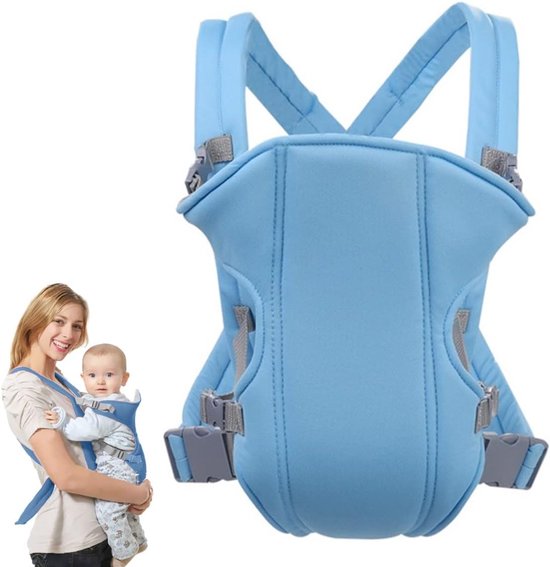 Draagzak - 3 in 1 - Verstelbaar - Ergonomisch - Ademend Draagzak - Van pasgeborene tot peuter - Verstelbaar aan voor- en achterkant - Geschikt voor baby's van 3 tot 10 kg - Blauw van Generic.