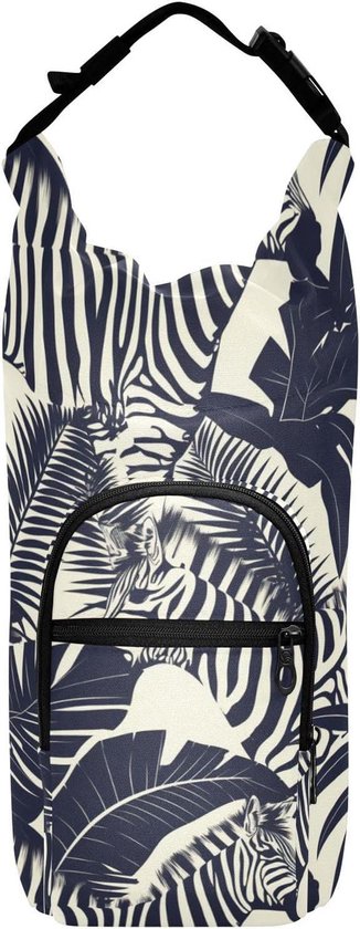 Draagzak Fleshouder - Flessentas - Outdoor Activiteiten - Geïsoleerd Ontwerp - Past op 1L Flessen - Zwart-wit textuur