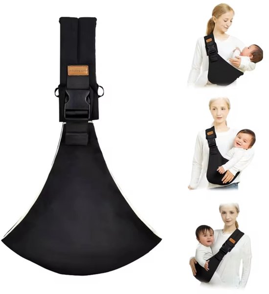 Draagzak - Zwart - Heupdrager - Baby - Kind - Draagdoek - Ergonomische Baby Sling Draagzak – Eénschouder – Comfortabel & Veilig van Merkloos