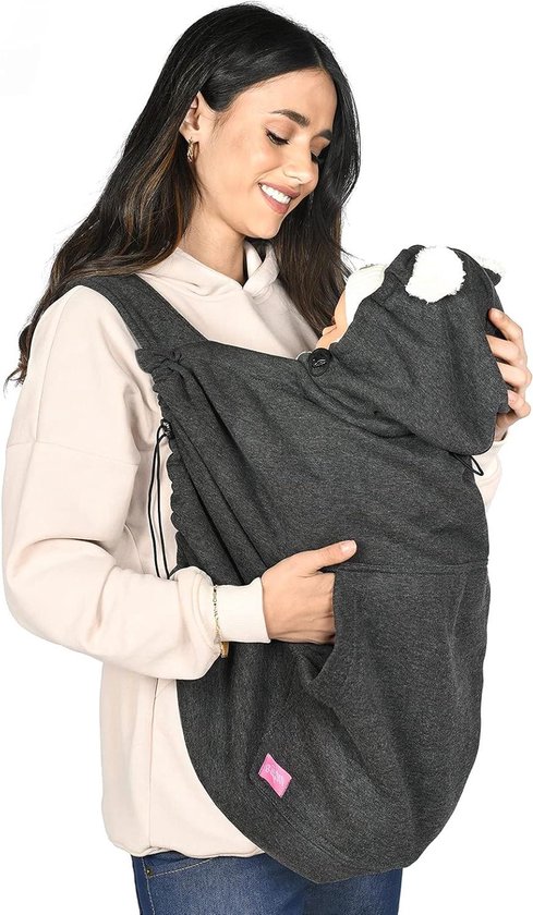 Draagzakhoes Baby - Baby Cape - Warm Blijven - Universeel Verstelbaar - 27.5 x 26.5 x 10.4 cm - Grafiet