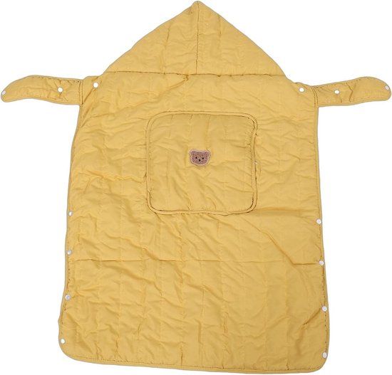Draagzakhoes Baby - Babydeken Draagtas - Warm en Droog - Winddicht & Ademend - 77x60cm - Geel Berenpatroon
