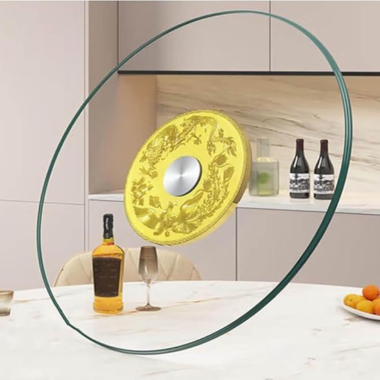 Draaibaar Tafelblad - Draaiplateau Glas - Eettafel Delen - 360 Graden Rotatie - 80 cm Diameter - Transparant