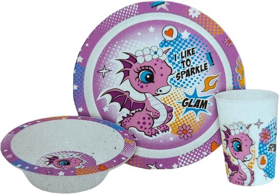 Dragonani ontbijtset, micro plastic set in een doos van Dragon
