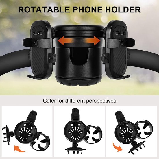 Drankhouder, kinderwagen met telefoonhouder, 3-in-1 bekerhouder, kinderwagen, universele flessenhouder, fiets, 360° draaibaar, drankhouder, buggy, accessoires voor drinkflessen, sprankelflessen, koffiehouder van Ermmandas