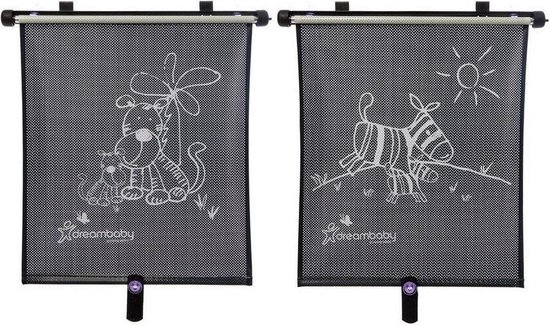 Dreambaby auto zonnescherm Zebra+Tijger (2 stuks) van Dreambaby