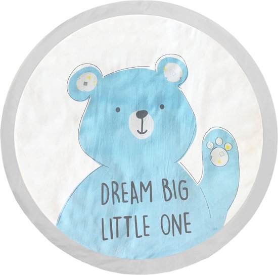 DREAMgro Dubbelzijdig Speelmat Rond - ø 90 cm - Zacht - Blauwe Teddybeer van DREAMgro