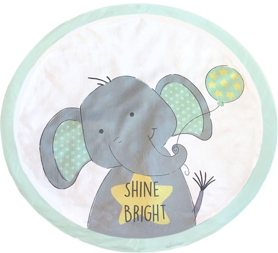 DREAMgro Dubbelzijdig Speelmat Rond - ø 90 cm - Zacht - Groene Olifant van DREAMgro