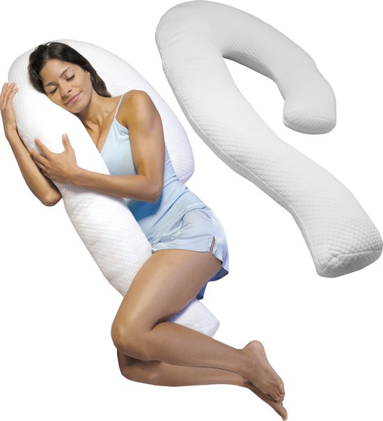 Dreamolino Swan - 2 Stuck - ergonomisch zijslaper kussen - 7-in-1 comfortkussen - ondersteunt & heeft een stabiliserende werking - zwangerschapskussen - borstvoedingskussen - ademend lichaamskussen van Dreamolino