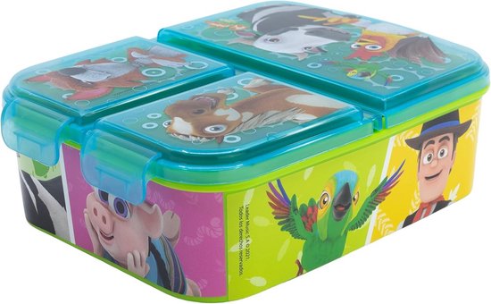 Drie-vakjes kinderlunchbox met boerderij motief