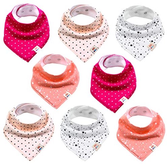 Driehoekige babyhalsdoek set van 8 - Uniseks, Katoen, Verstelbare Drukknopen, Spuugdoek, Slabbetjes voor Kinderen van Naisicatar