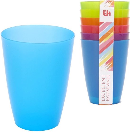 Drinkbekers/mokken - 6 stuks - gekleurd - kunststof - 10 cm - Limonade bekers van IKEA