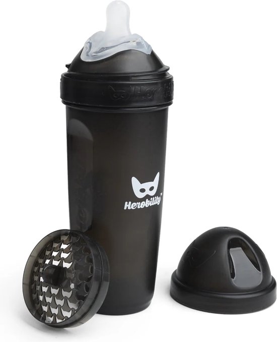 Drinkfles Herobility Double Anti-Colic Baby Fles 340 ml Zwart van Herobility