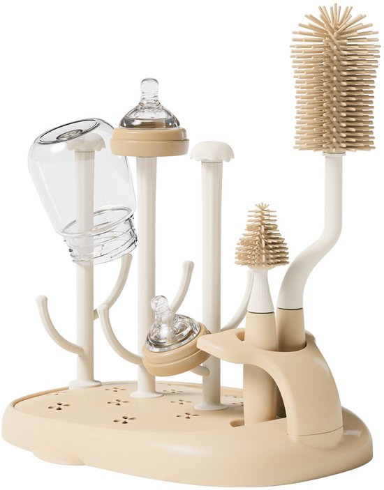 Droogrek voor babyflessen - Flessen Droogrek - Flessenrek - Droogrek voor flessen - Flessenrek in gebroken wit - Flessenrek in gebroken wit - Flessenrek in plastic van Lobito.