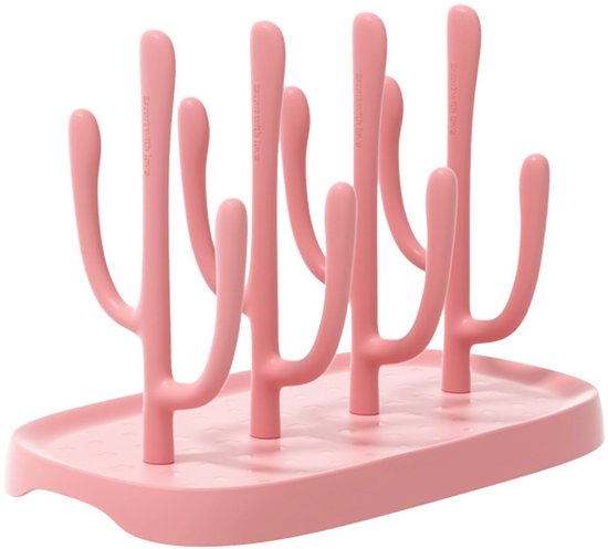 Droogrek voor babyflessen - Flessen Droogrek - Flessenrek - Reisflessenrek - Roze Flessenrek - Roze PP Rek - Flessenrek - PP van Merkloos