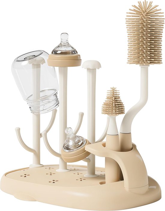 Droogrek voor babyflessen, grijs, ABS + PP, ideaal voor flessen, spenen, bekers en accessoires van Merkloos