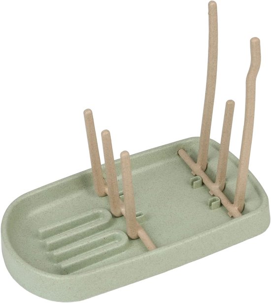 Droogrek voor Flessen - Flessenrek voor Babyflessen, Tepels en Accessoires met Druipbak - Groen