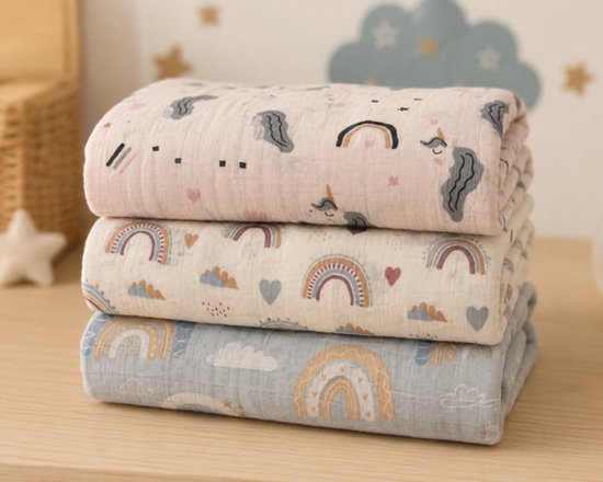 Droomdotje Hydrofiele Doeken Set XL - Set van 3 - Regenboogprint