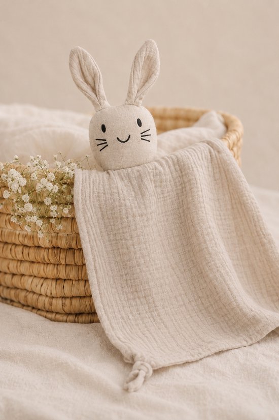 Droomdotje Vanilledroom Knuffeldoekje - Hydrofiel Konijn Knuffeldoek - Beige