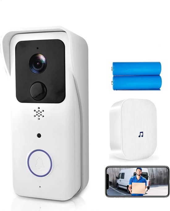 DrPhone LM7 - Camera Deurbel Met Binnen Bel Set - 5Ghz + 2.4Ghz Smartcam Camera Deurbel Met Tuya App Besturing – Waterdicht - Wit van DrPhone