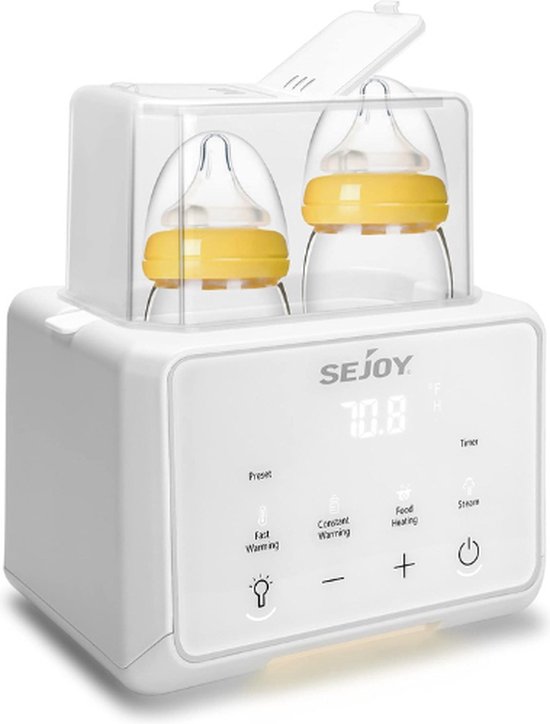 Dubbele digitale Flessenwarmer - 6-in-1 Babyvoeding Warmer - Wit van Alecto