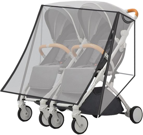 Dubbele kinderwagen - universele regenhoes voor dubbele kinderwagens naast elkaar - reishoes voor tweelingen - weerbestendige babybescherming - voor op reis - geschikt voor de meeste dubbele kinderwagens - accessoires voor buiten voor baby's van DEBAIJIA
