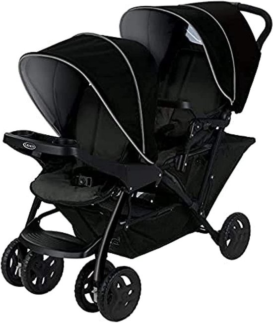 Dubbele Kinderwagen voor Twee Kinderen met Grote Opbergmand en Verstelbare Rugleuningen van Merkloos